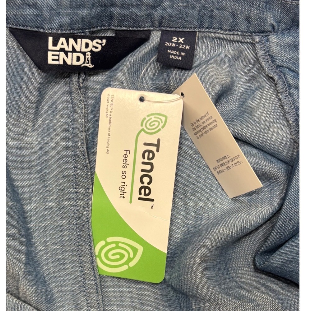 Lands End Womens 2X Blue Tencel Lyocell Chambray Blazer Jacket NWT 20W-22W - Picture 3 of 6